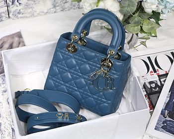 Kitlife Dior Lady Small My ABCDior Bag Cannage Lambskin Blue - M8013 - 20x16.5x8 cm