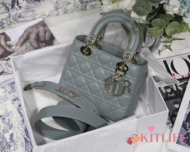 Kitlife Dior Lady Small My ABCDior Bag Cannage Lambskin Gray - M8013 - 20x16.5x8 cm - 1