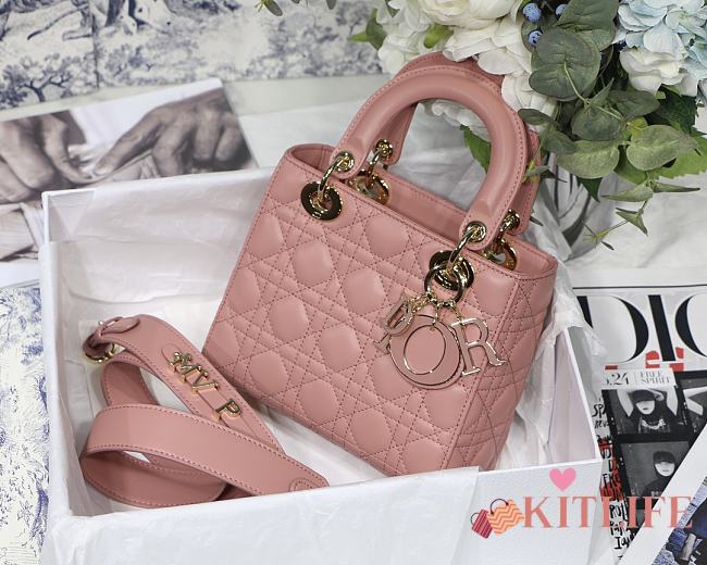 Kitlife Dior Lady Small My ABCDior Bag Cannage Lambskin Pink - M8013 - 20x16.5x8 cm - 1