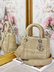 Kitlife Dior Medium Lady D-Lite Bag Khaki Silver Buckle Cannage Embroidery - 24x20x11 cm - 6