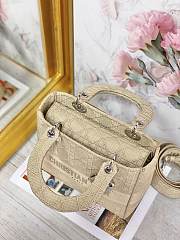 Kitlife Dior Medium Lady D-Lite Bag Khaki Silver Buckle Cannage Embroidery - 24x20x11 cm - 4