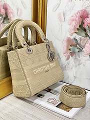 Kitlife Dior Medium Lady D-Lite Bag Khaki Silver Buckle Cannage Embroidery - 24x20x11 cm - 2