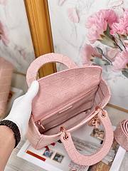 Kitlife Dior Medium Lady D-Lite Bag Pink Rose Gold Buckle Cannage Embroidery - 24x20x11 - 3