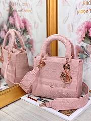 Kitlife Dior Medium Lady D-Lite Bag Pink Rose Gold Buckle Cannage Embroidery - 24x20x11 - 4