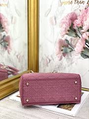 Kitlife Dior Medium Lady D-Lite Bag Hibiscus Pink Gold Buckle Cannage Embroidery - 24x20x11 - 6