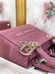 Kitlife Dior Medium Lady D-Lite Bag Hibiscus Pink Gold Buckle Cannage Embroidery - 24x20x11 - 2