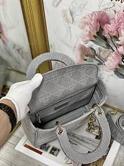 Kitlife Dior Medium Lady D-Lite Bag Grey Gold Buckle Cannage Embroidery - 24x20x11 - 3