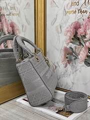 Kitlife Dior Medium Lady D-Lite Bag Grey Gold Buckle Cannage Embroidery - 24x20x11 - 2