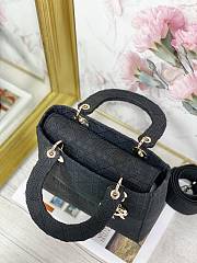 Kitlife Dior Medium Lady D-Lite Bag Black Gold Buckle Cannage Embroidery - 24x20x11 - 4