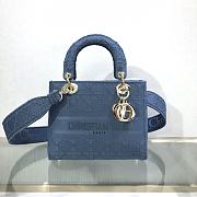 Kitlife Dior Medium Lady D-Lite Bag Deep Blue Gold Buckle Cannage Embroidery - 24x20x11 - 1