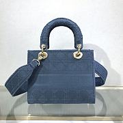 Kitlife Dior Medium Lady D-Lite Bag Deep Blue Gold Buckle Cannage Embroidery - 24x20x11 - 6