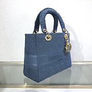 Kitlife Dior Medium Lady D-Lite Bag Deep Blue Gold Buckle Cannage Embroidery - 24x20x11 - 5