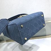 Kitlife Dior Medium Lady D-Lite Bag Deep Blue Gold Buckle Cannage Embroidery - 24x20x11 - 4