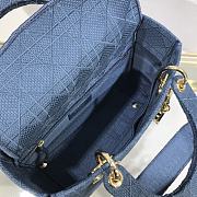 Kitlife Dior Medium Lady D-Lite Bag Deep Blue Gold Buckle Cannage Embroidery - 24x20x11 - 3