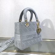 Kitlife Dior Medium Lady D-Lite Bag Cloud Blue Gold Buckle Cannage Embroidery - 24x20x11 - 4