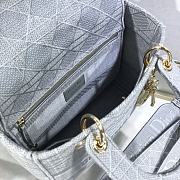Kitlife Dior Medium Lady D-Lite Bag Cloud Blue Gold Buckle Cannage Embroidery - 24x20x11 - 3