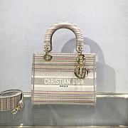 Kitlife Dior Medium Lady D-Lite Bag Cloud Color Strips Gold Buckle Cannage Embroidery - 24x20x11 - 1
