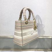 Kitlife Dior Medium Lady D-Lite Bag Cloud Color Strips Gold Buckle Cannage Embroidery - 24x20x11 - 6