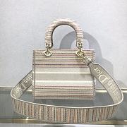 Kitlife Dior Medium Lady D-Lite Bag Cloud Color Strips Gold Buckle Cannage Embroidery - 24x20x11 - 5