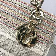 Kitlife Dior Medium Lady D-Lite Bag Cloud Color Strips Gold Buckle Cannage Embroidery - 24x20x11 - 3