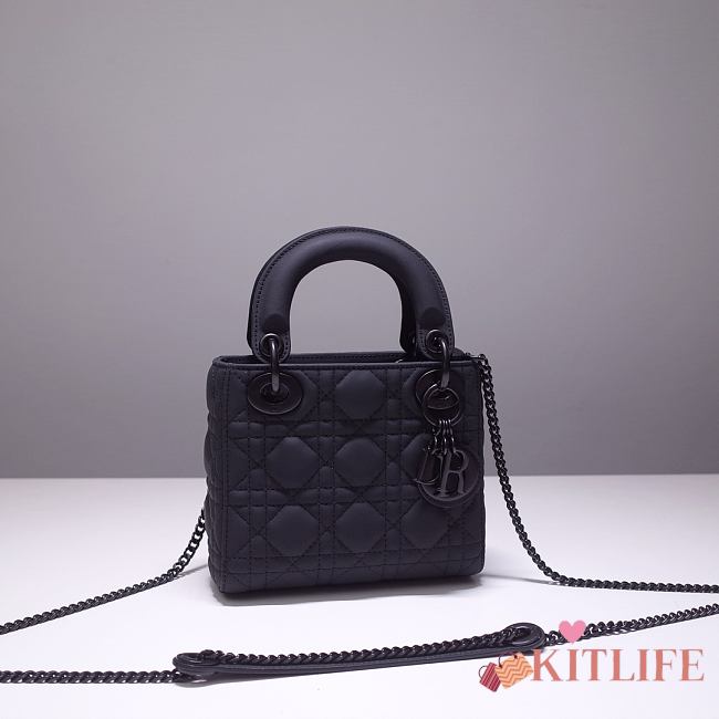 Kitlife Dior Mini Lady Ultramatte Cannage Calfskin Black - 17x15x7cm - 1