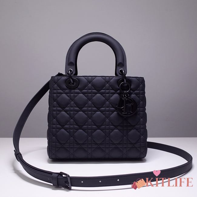 Kitlife Dior Medium Lady Ultramatte Cannage Calfskin Black - 24x20x11cm - 1