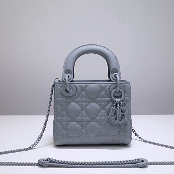 Kitlife Dior Mini Lady Ultramatte Cannage Calfskin Grey - 17x15x7cm