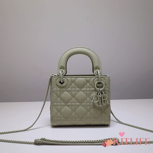 Kitlife Dior Mini Lady Ultramatte Cannage Calfskin Avocado Green - 17x15x7cm - 1