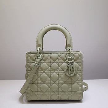 Kitlife Dior Medium Lady Ultramatte Cannage Calfskin BlackAvocado Green - 24x20x11cm