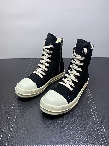 Kitlife Rick Owens Double-line Canvas High-top Black Sneakers