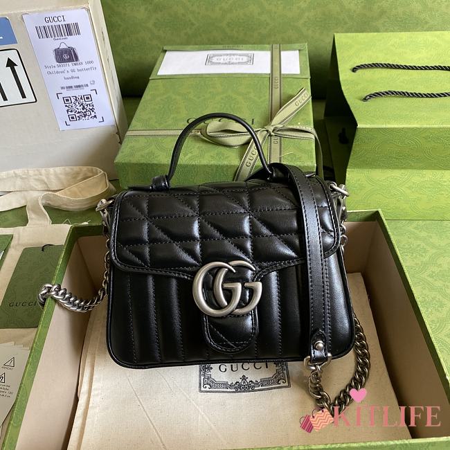 Kitlife Gucci GG Marmont Flap Bag Black - 583571 -21x15.5x8cm - 1