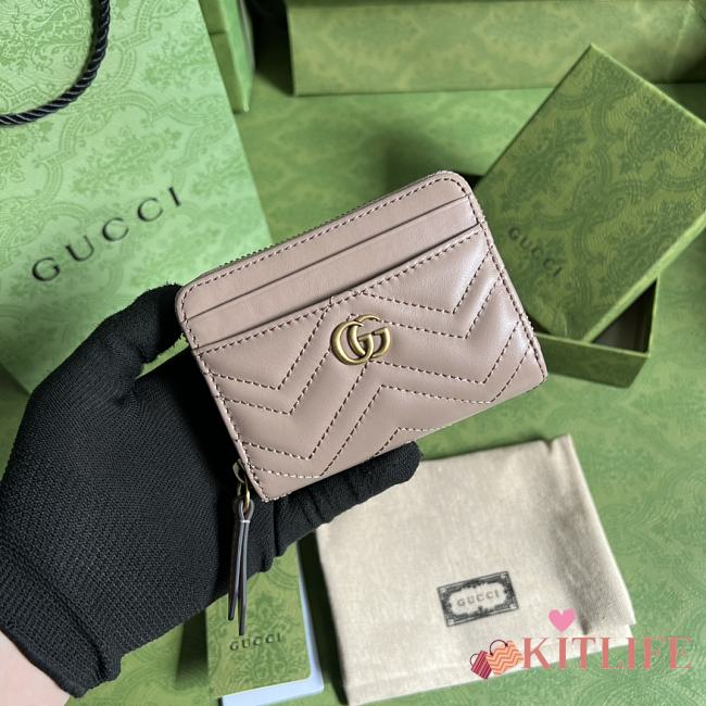 Kitlife Gucci GG Marmont matelassé zip card case dusty pink - 671772 - 11.5x8.5x3cm - 1