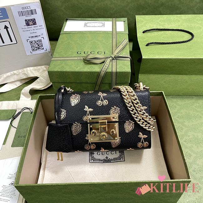 Kitlife Gucci Padlock small berry shoulder bag Black Leather - 409487 - 20x12.5x8cm - 1
