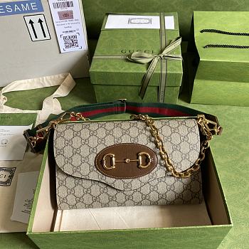 Kitlife Gucci Horsebit 1955 small bag Beige and ebony GG Supreme - 677286 - 26x16x4cm