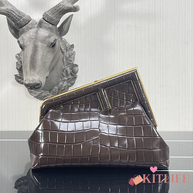 Kitlife Fendi First Small Brown Crocodile - 2217 -  26×9.5×18cm - 1