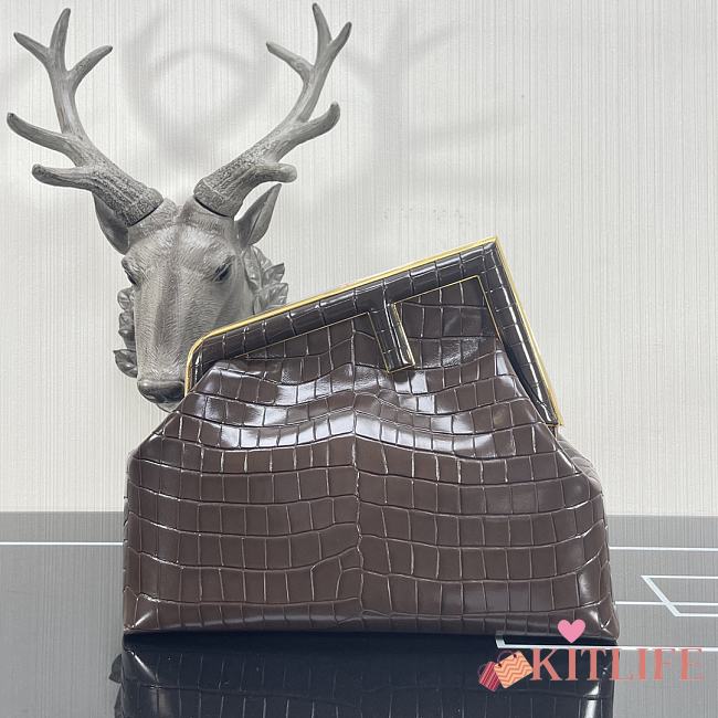 Kitlife Fendi First Medium Brown Crocodile - 2216 -  32.5x15x23.5cm - 1