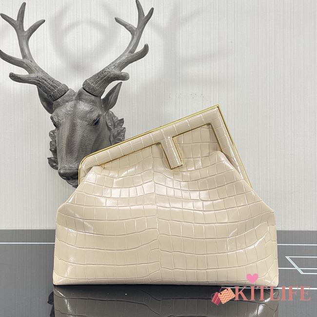 Kitlife Fendi First Medium White Crocodile - 2216 -  32.5x15x23.5cm - 1