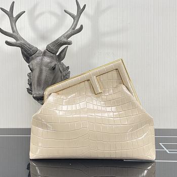 Kitlife Fendi First Medium White Crocodile - 2216 -  32.5x15x23.5cm