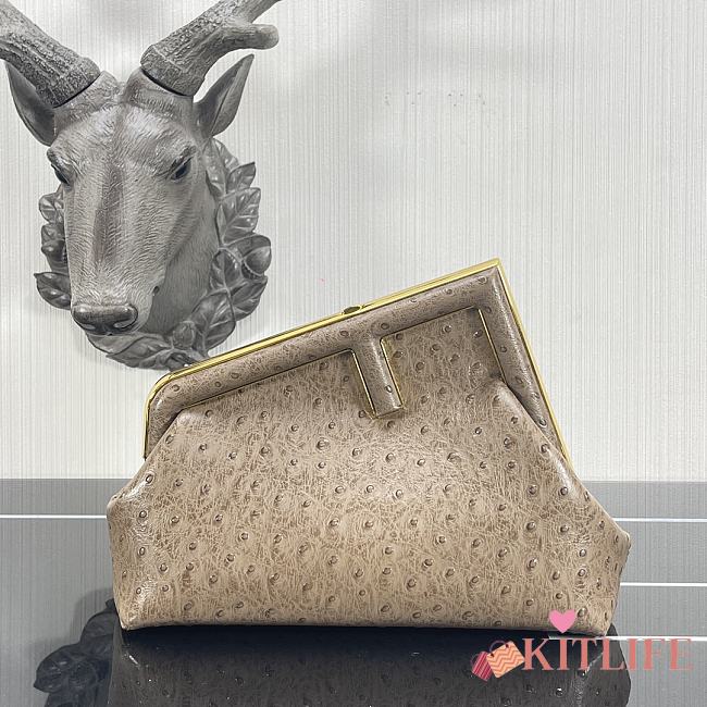 Kitlife Fendi First Small Beige Ostrich Leather -  26×9.5×18cm - 1