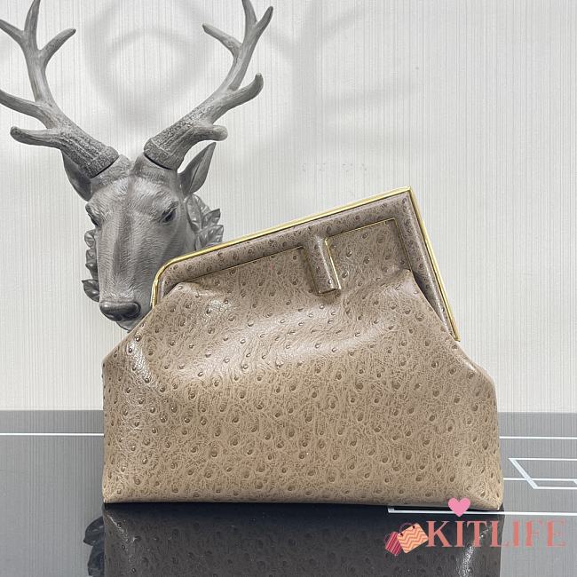 Kitlife Fendi First Medium Beige Ostrich Leather - 32.5x15x23.5cm - 1
