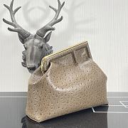 Kitlife Fendi First Medium Beige Ostrich Leather - 32.5x15x23.5cm - 6