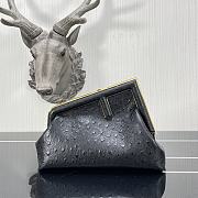 Kitlife Fendi First Small Black Ostrich Leather -  26×9.5×18cm - 1