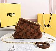 Kitlife Fendi First Small Brown suede bag ­- 8BP127 - 26x9.5 x18 - 6