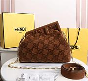 Kitlife Fendi First Medium Brown suede bag ­- 8BP127 - 32.5x15x23.5cm - 1