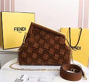 Kitlife Fendi First Medium Brown suede bag ­- 8BP127 - 32.5x15x23.5cm - 6