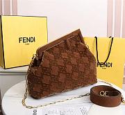 Kitlife Fendi First Medium Brown suede bag ­- 8BP127 - 32.5x15x23.5cm - 5