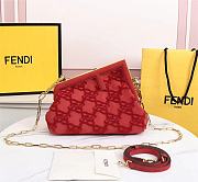 Kitlife Fendi First Small Red suede bag ­- 8BP127 - 26x9.5 x18 - 1