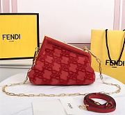 Kitlife Fendi First Small Red suede bag ­- 8BP127 - 26x9.5 x18 - 6