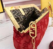 Kitlife Fendi First Small Red suede bag ­- 8BP127 - 26x9.5 x18 - 4