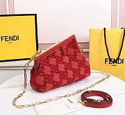 Kitlife Fendi First Small Red suede bag ­- 8BP127 - 26x9.5 x18 - 2